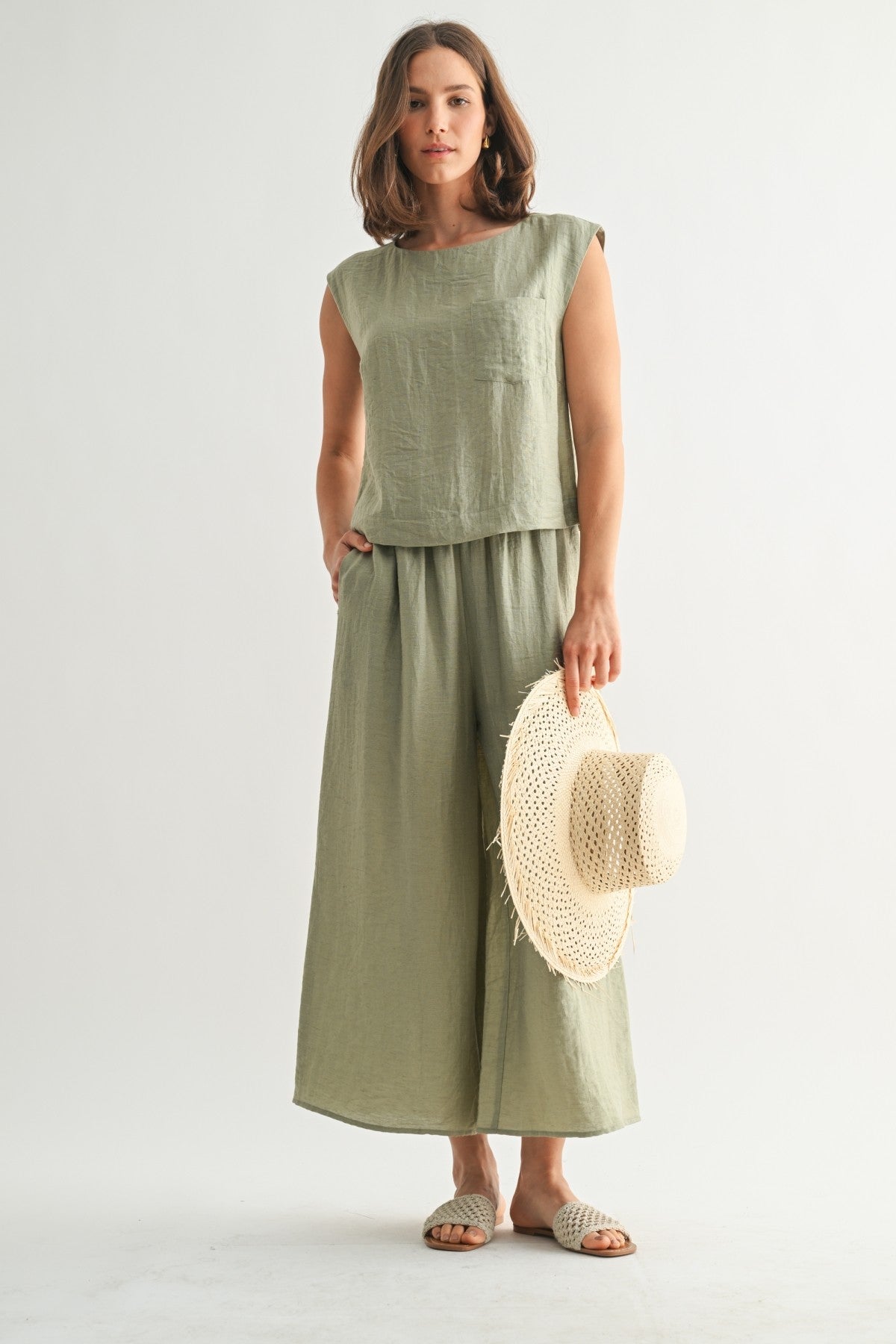 Fun2Fun Elastic Waist Band Wide Pants