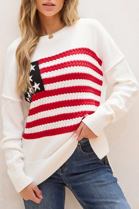 Threaded Pear Lakelyn American Flag Sweater