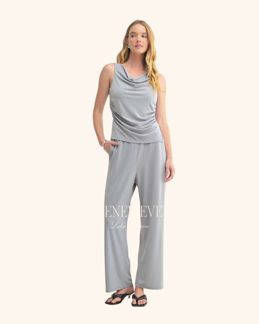Fun2Fun Dusty Blue Knit Pant