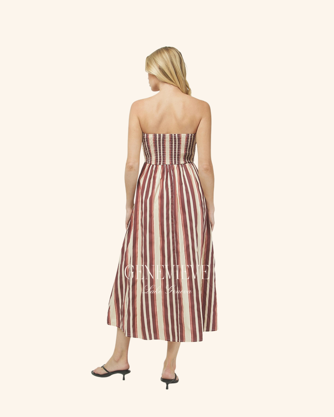 Needii Wine Stripe Tube Dress