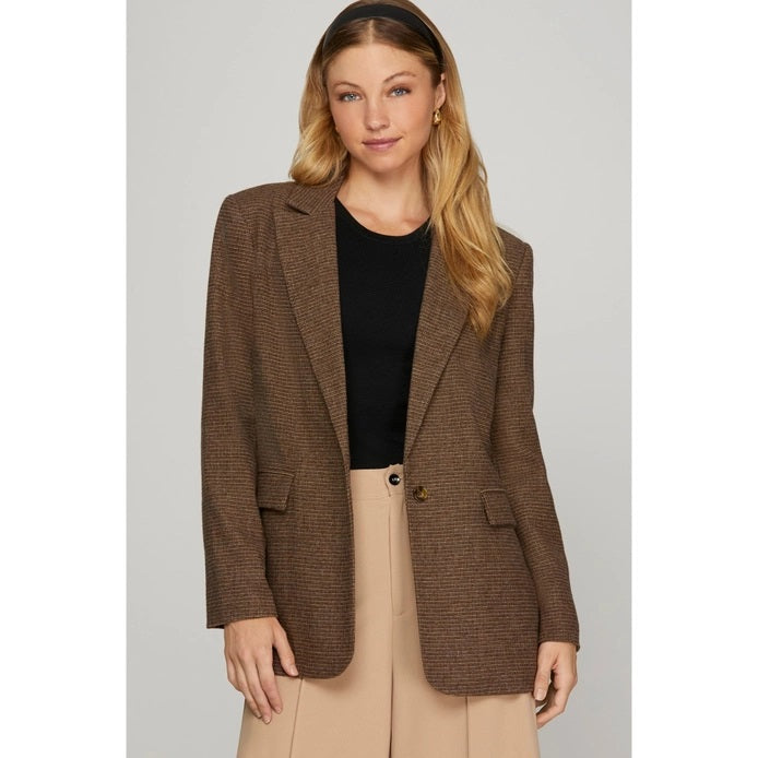 BNS Wool Single-Breasted Blazer with Pockets