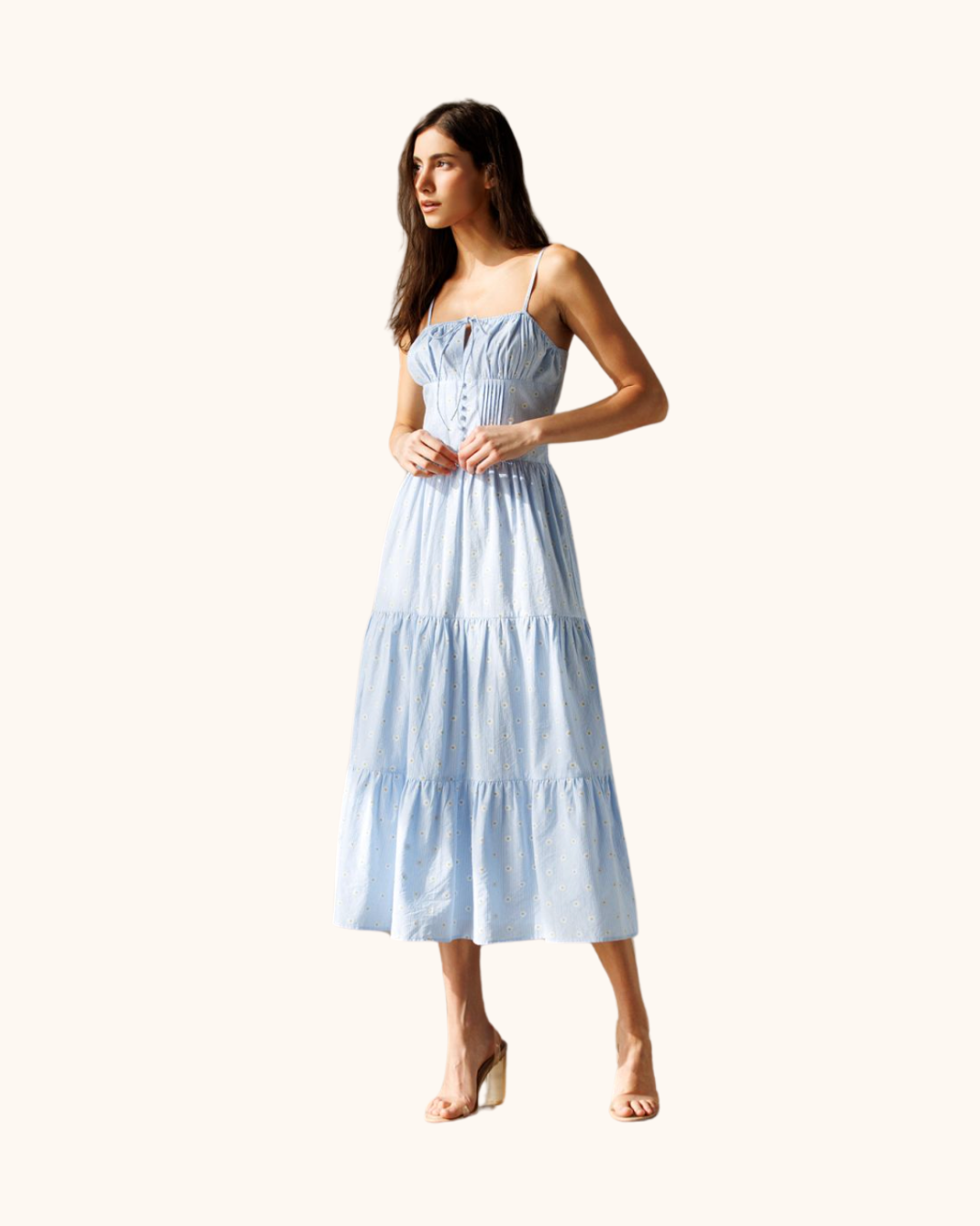 storia dress Medium Sky Blue Deep V-Neck Sheen Mini Dress