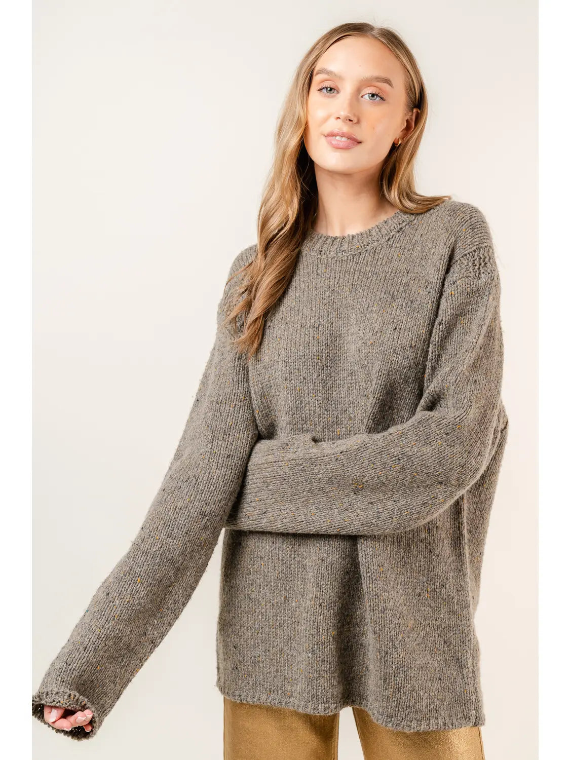 FORE Oversized Round Neck Drop Shoulder Sweater