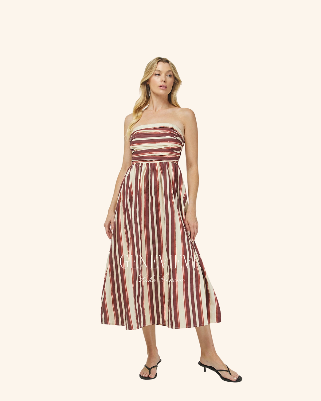 Needii Wine Stripe Tube Dress