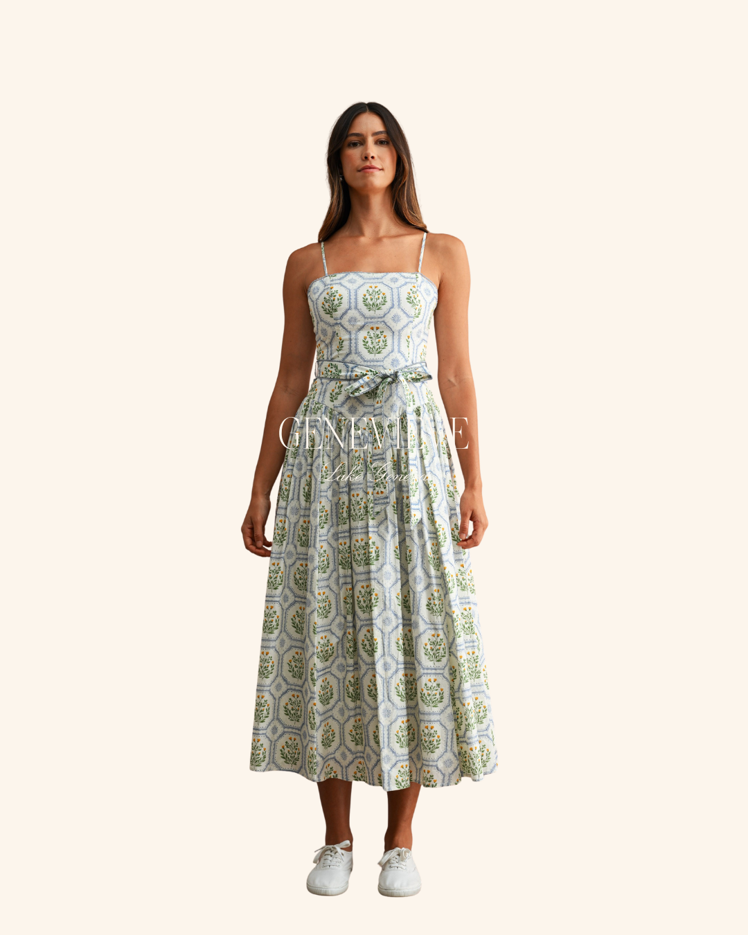 Mable Blue Floral Belted Midi