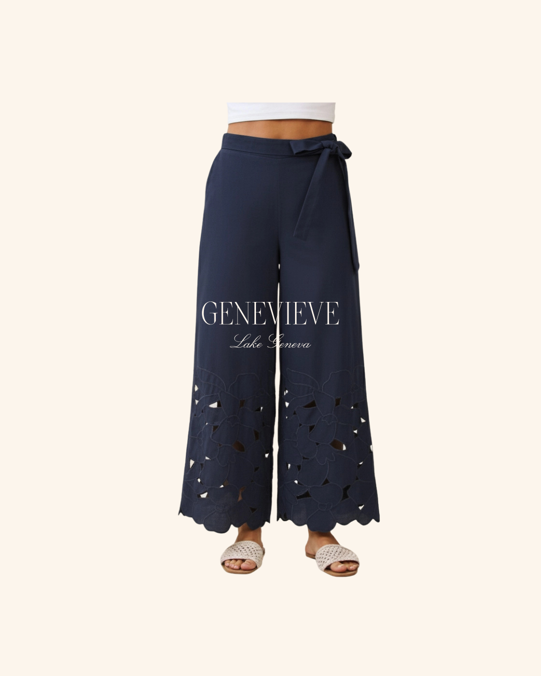 Able Navy Linen Pant