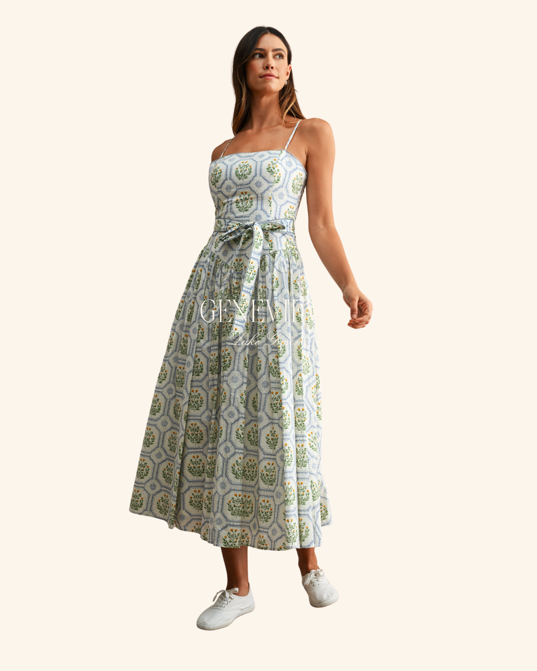 Mable Blue Floral Belted Midi