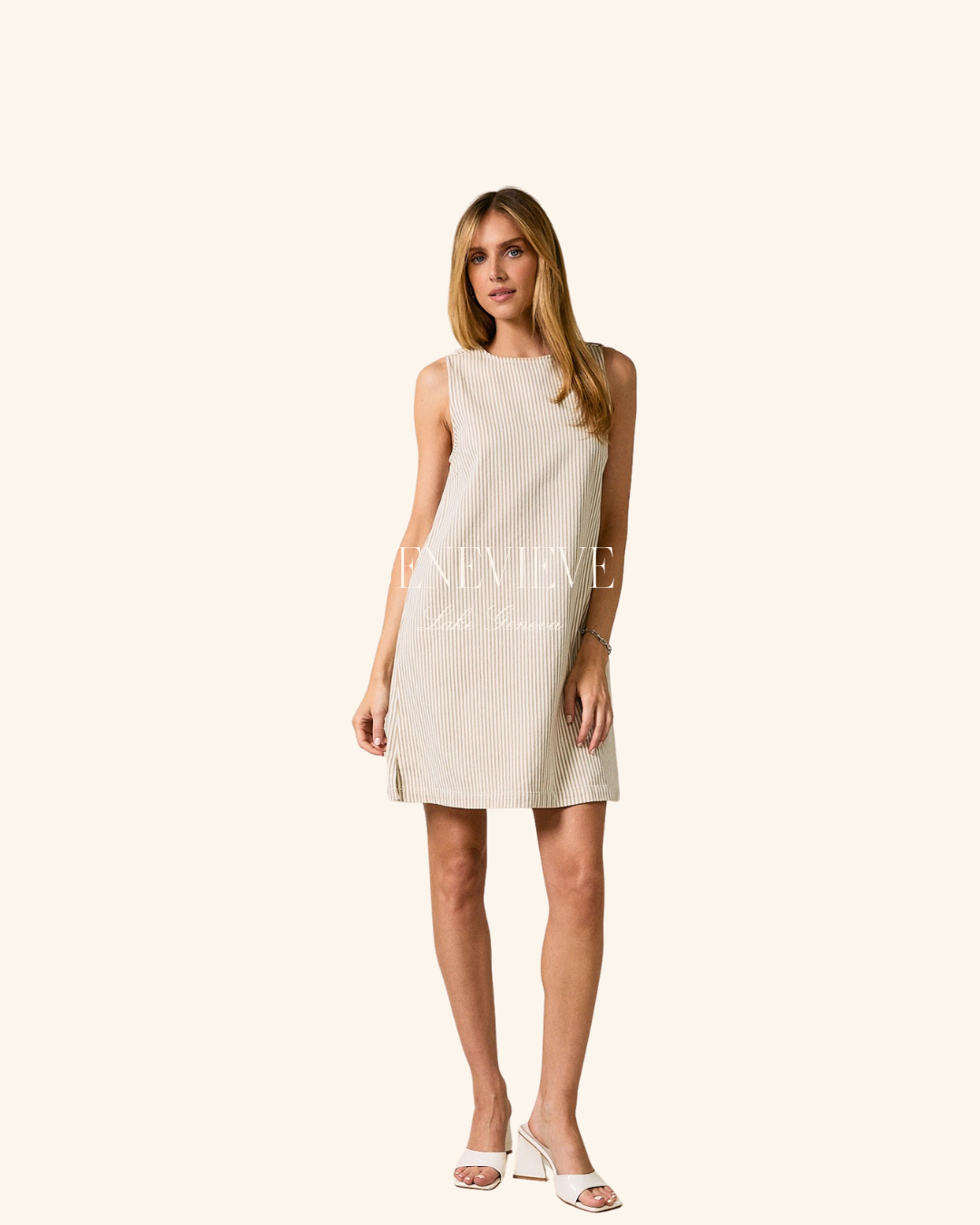 Sunday Edition Taupe Stripe Mini Dress