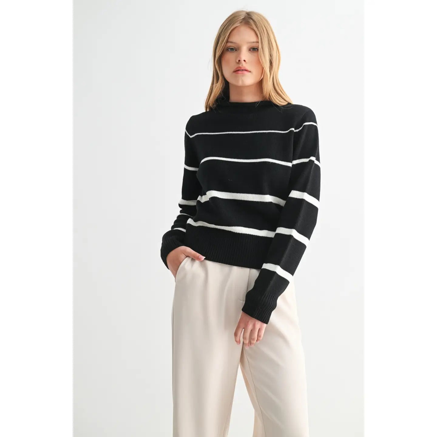 Fun2Fun Stripe Round Neck Sweater