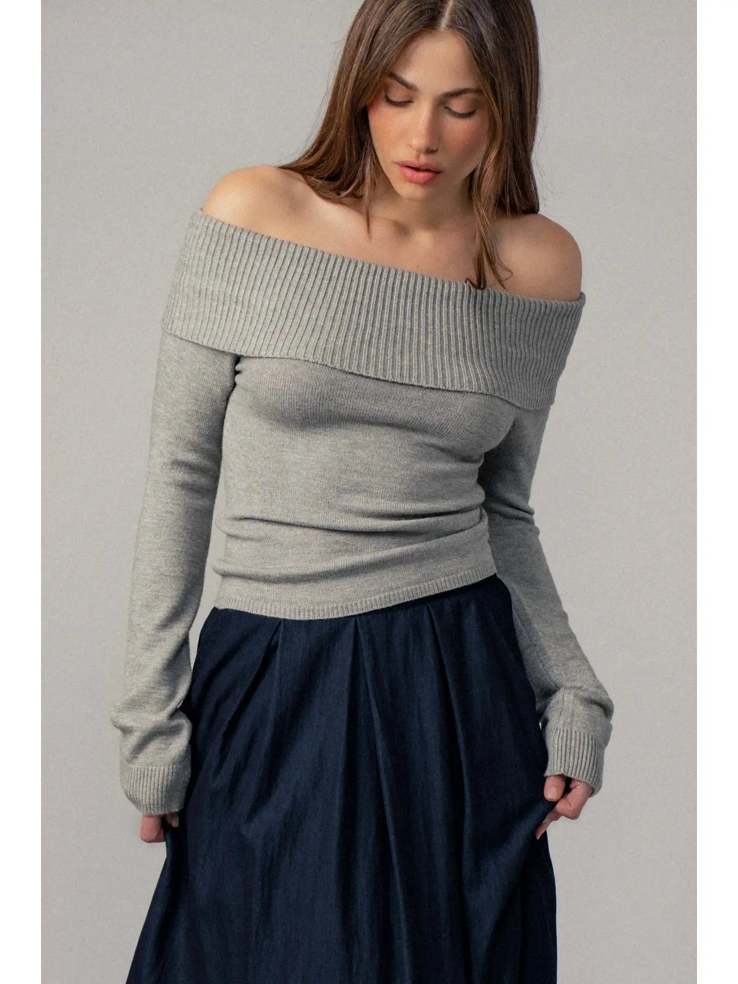 Urban Daizy Ribbed Off-Shoulder Sweater (Various Colors)