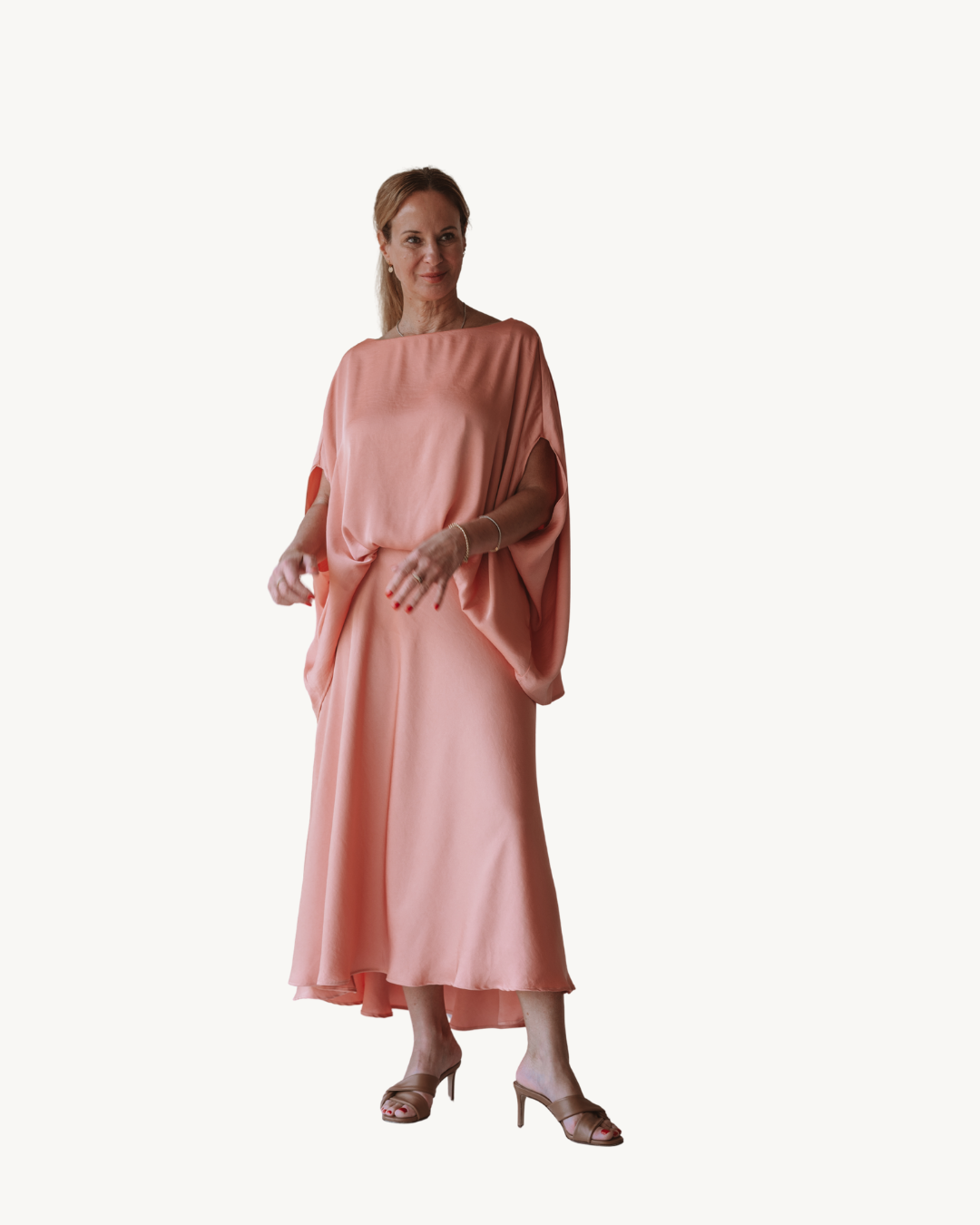 KLD Peach Flowy Satin Top