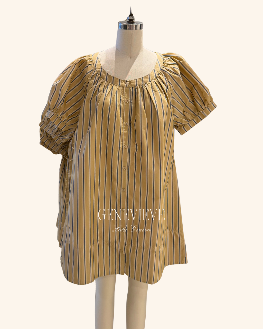 Needii Striped Puff Sleeve Mini Dress