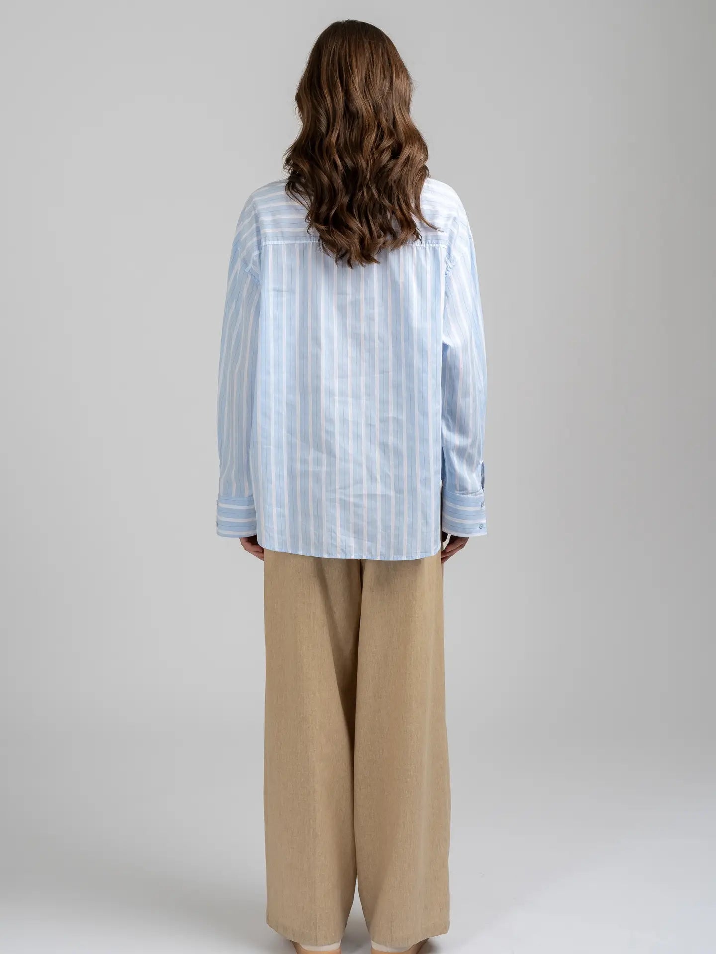 Elle Grey Light Blue Striped Shirt
