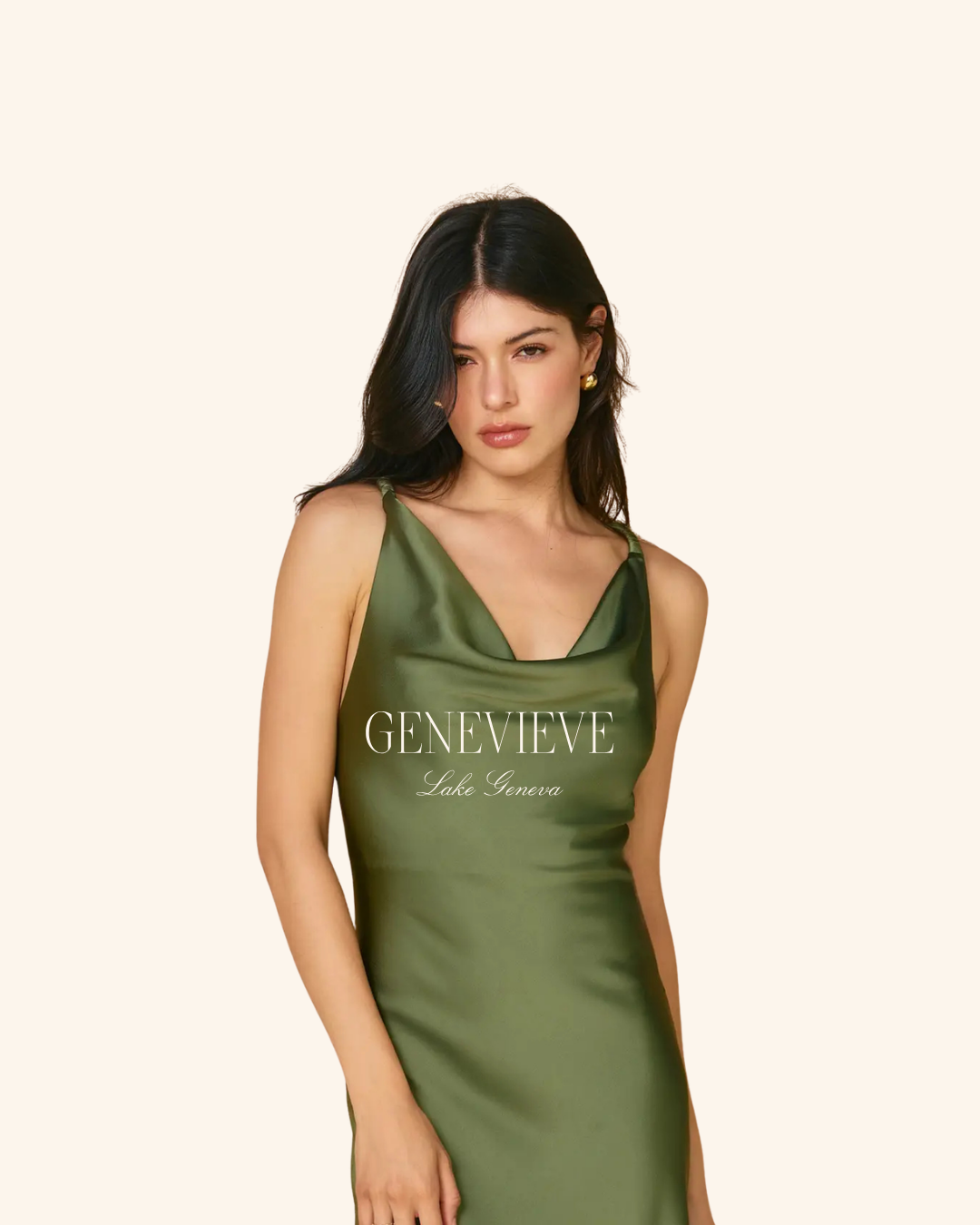 Dress Forum Green Twist-Back Satin Dress