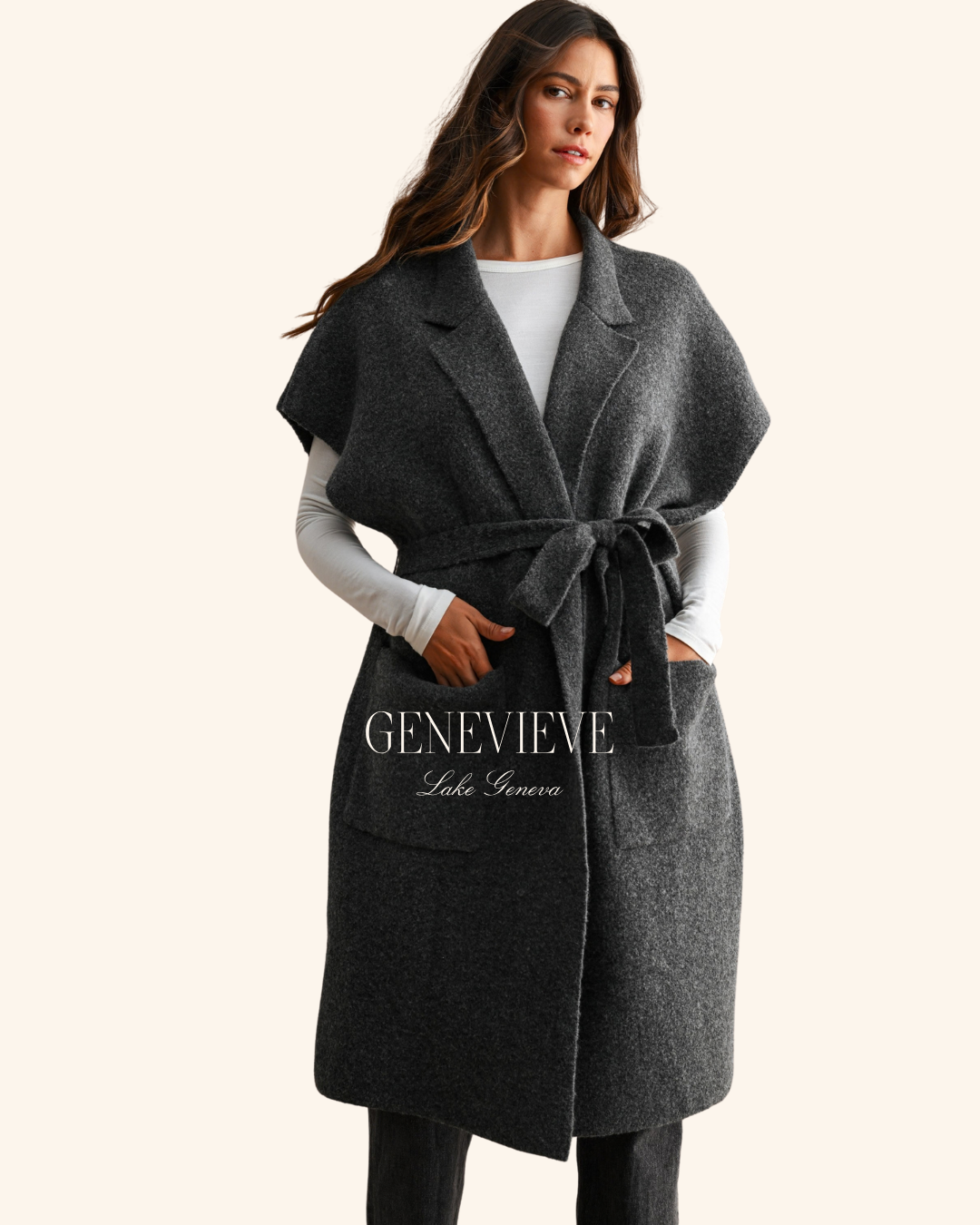 Mable Charcoal Belted Vest