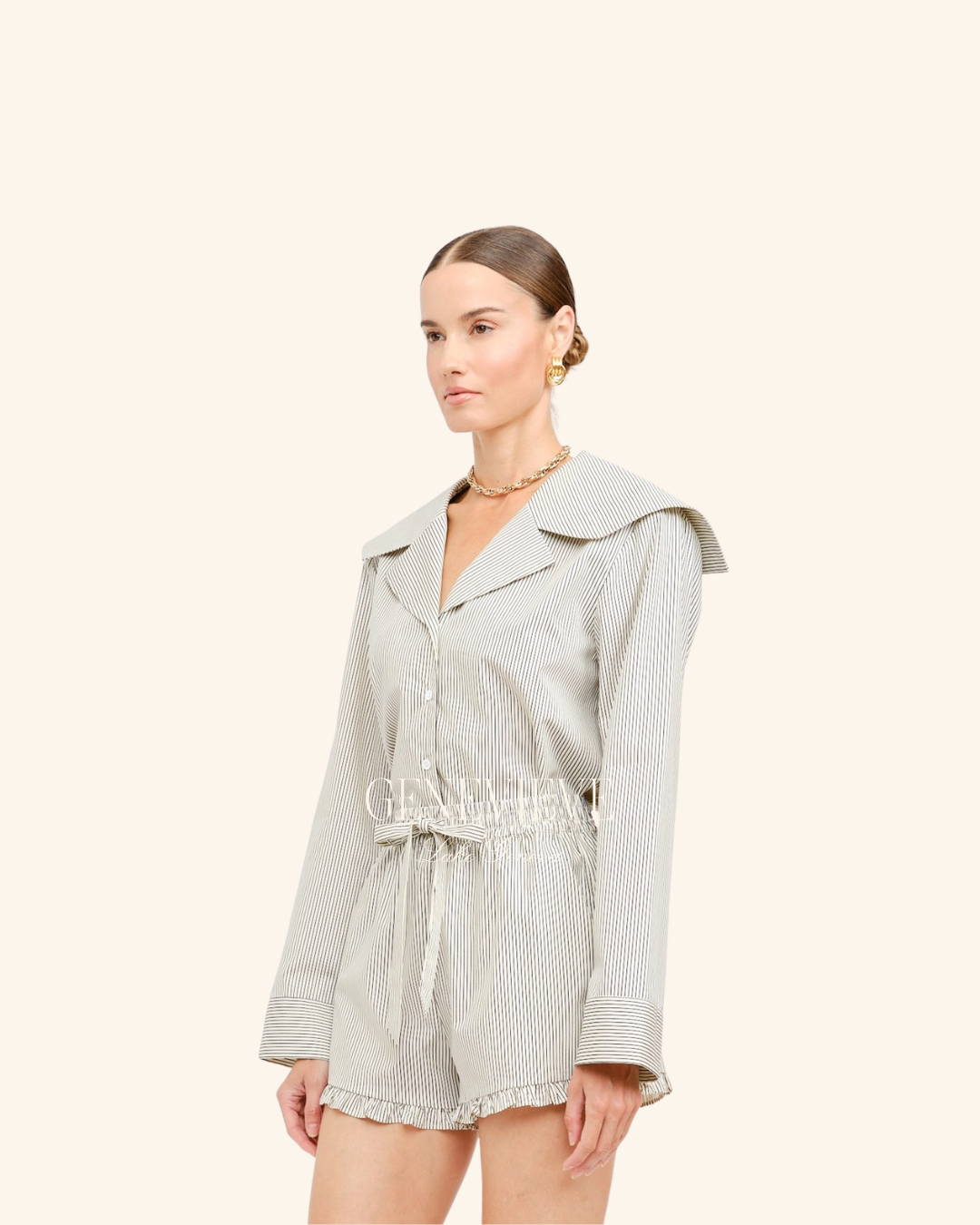 Sofie The Label Cream Stripe Collar Blouse