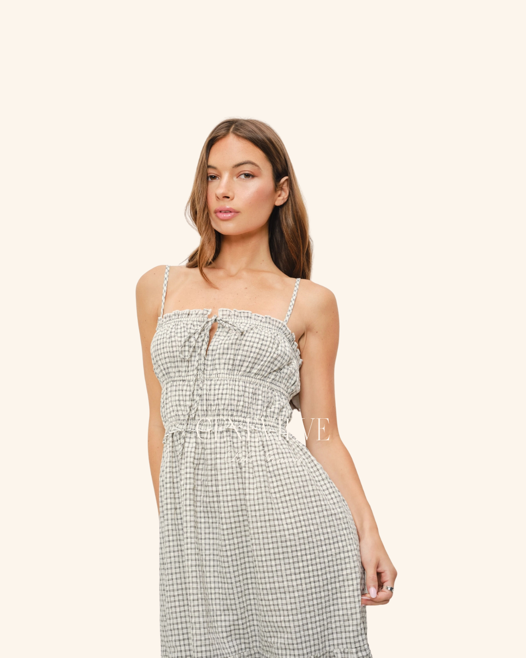 Pretty Garbage Ivory Black Plaid Maxi
