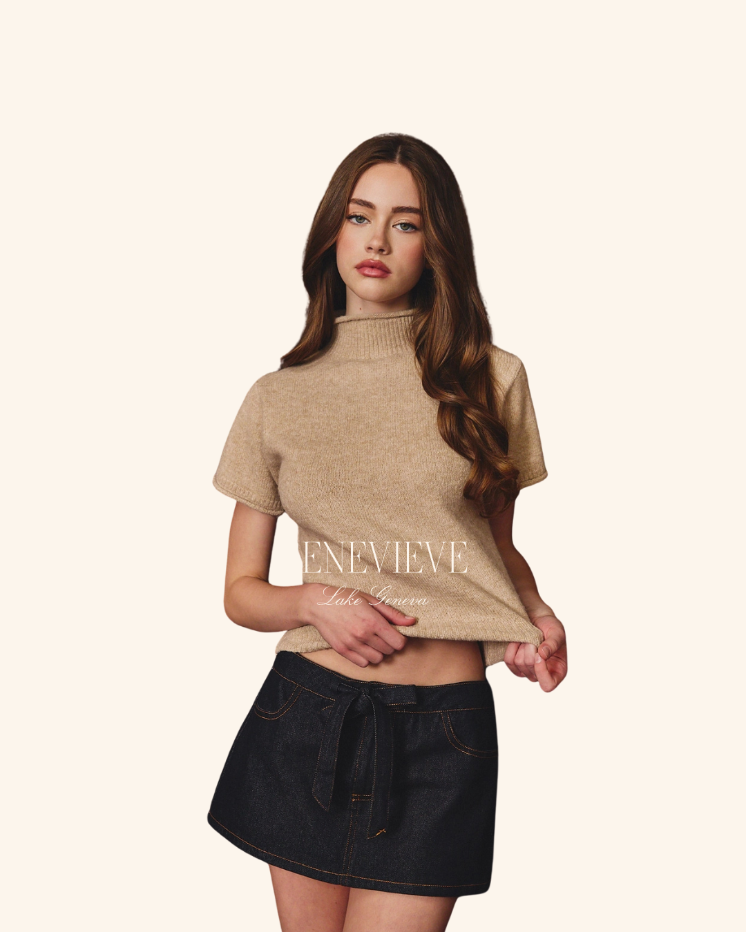Le Lis Taupe Mockneck Sweater