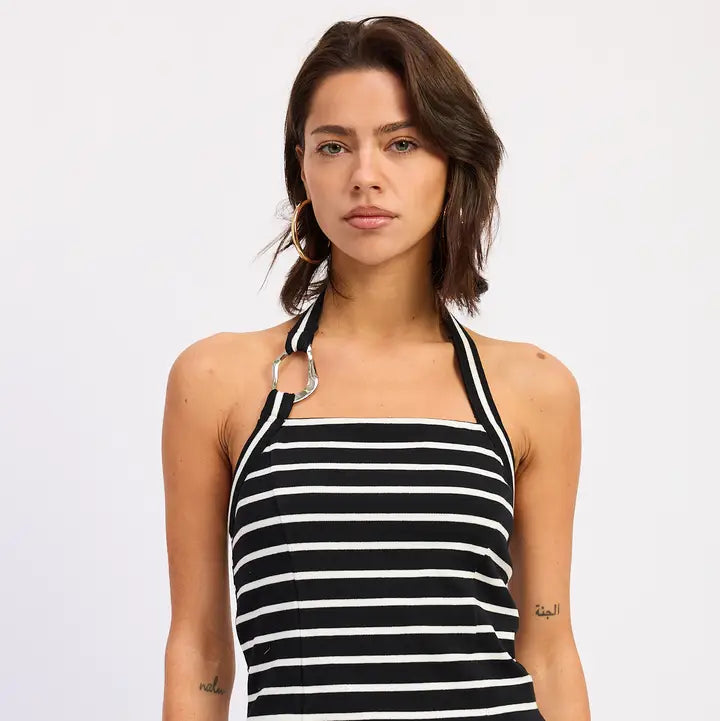 Emory Park Striped Hardware Halter Top