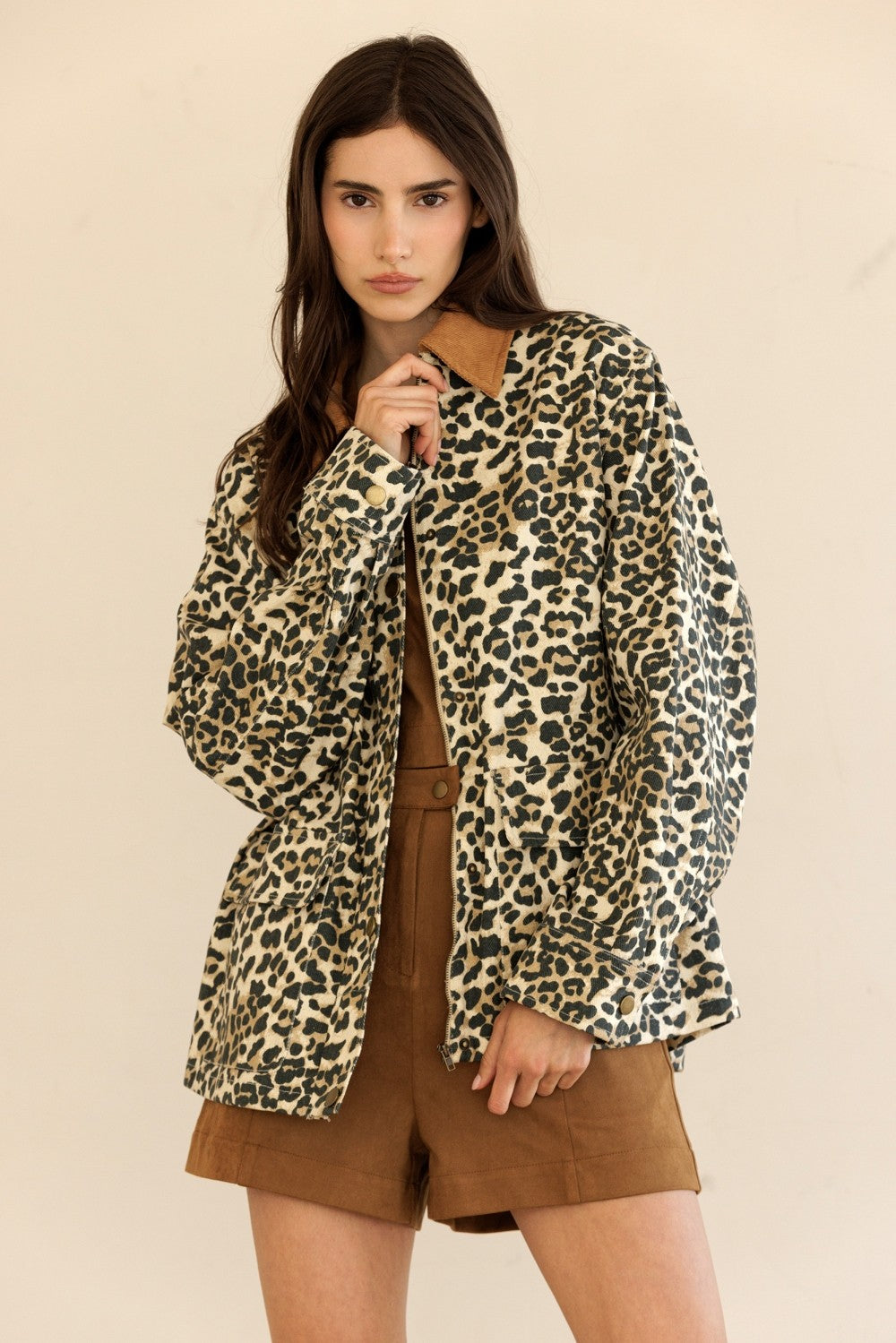 Storia Leopard Print Button-up Jacket