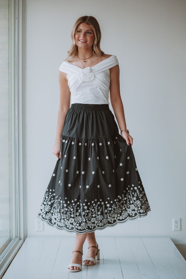 Kld. Embroidered Tiered Skirt