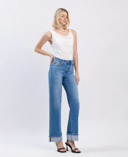 Vervet High Rise Cuffed Wide Jeans