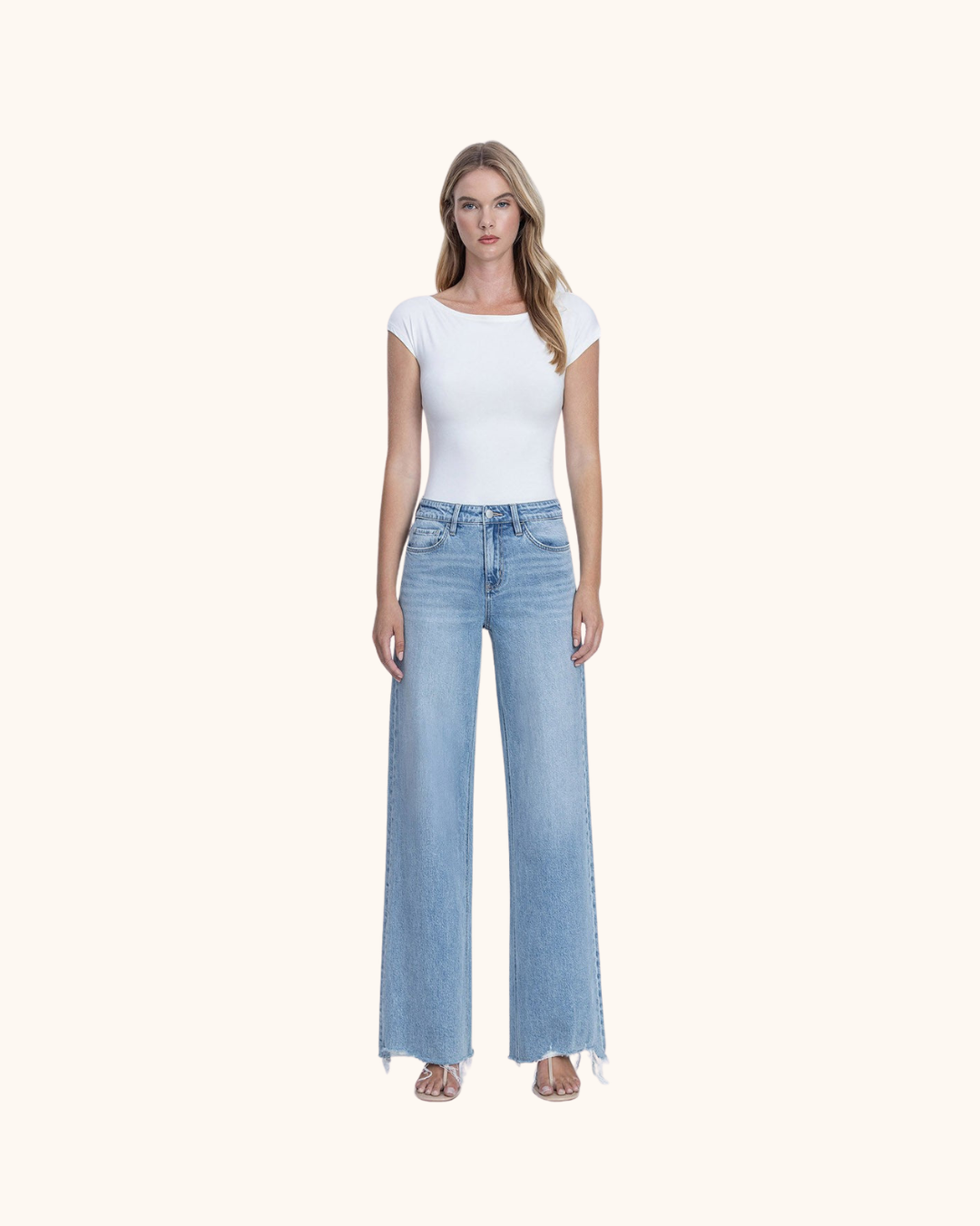 Vervet High Rise Raw Hem Wide Jeans