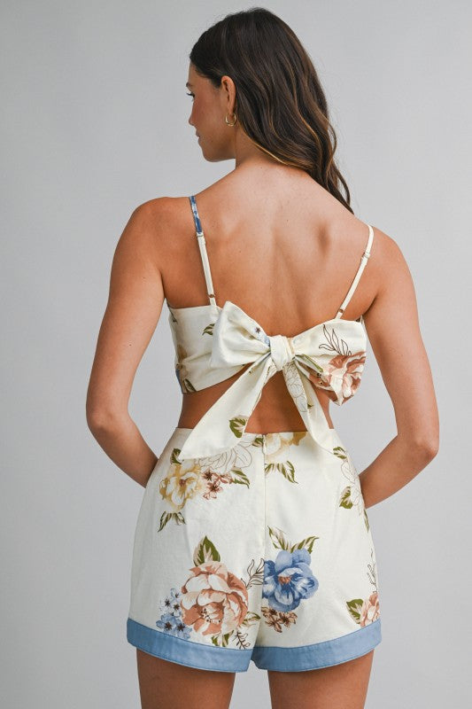 Mable Floral Wrap Skort (Pink & Blue)