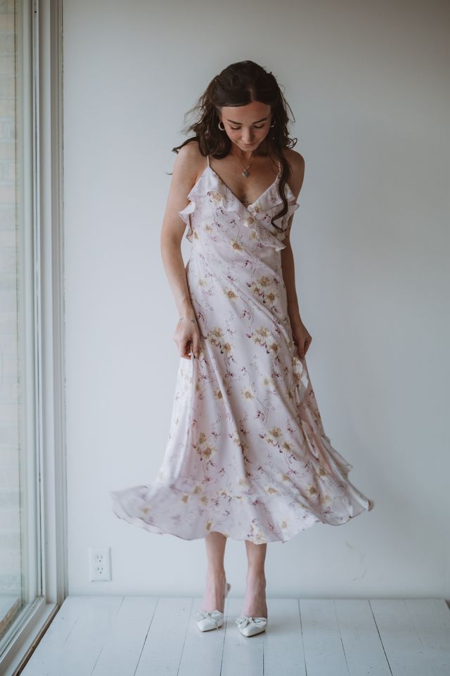 Storia Ruffle Floral Midi Dress