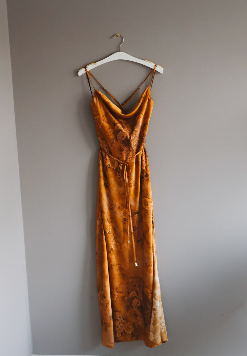 Kld. Floral Cowlneck Maxi Dress