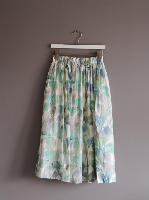Lucy Paris Turquoise Floral Midi Skirt
