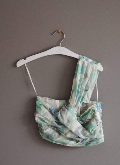 Lucy Paris Turquoise Floral One Shoulder Top