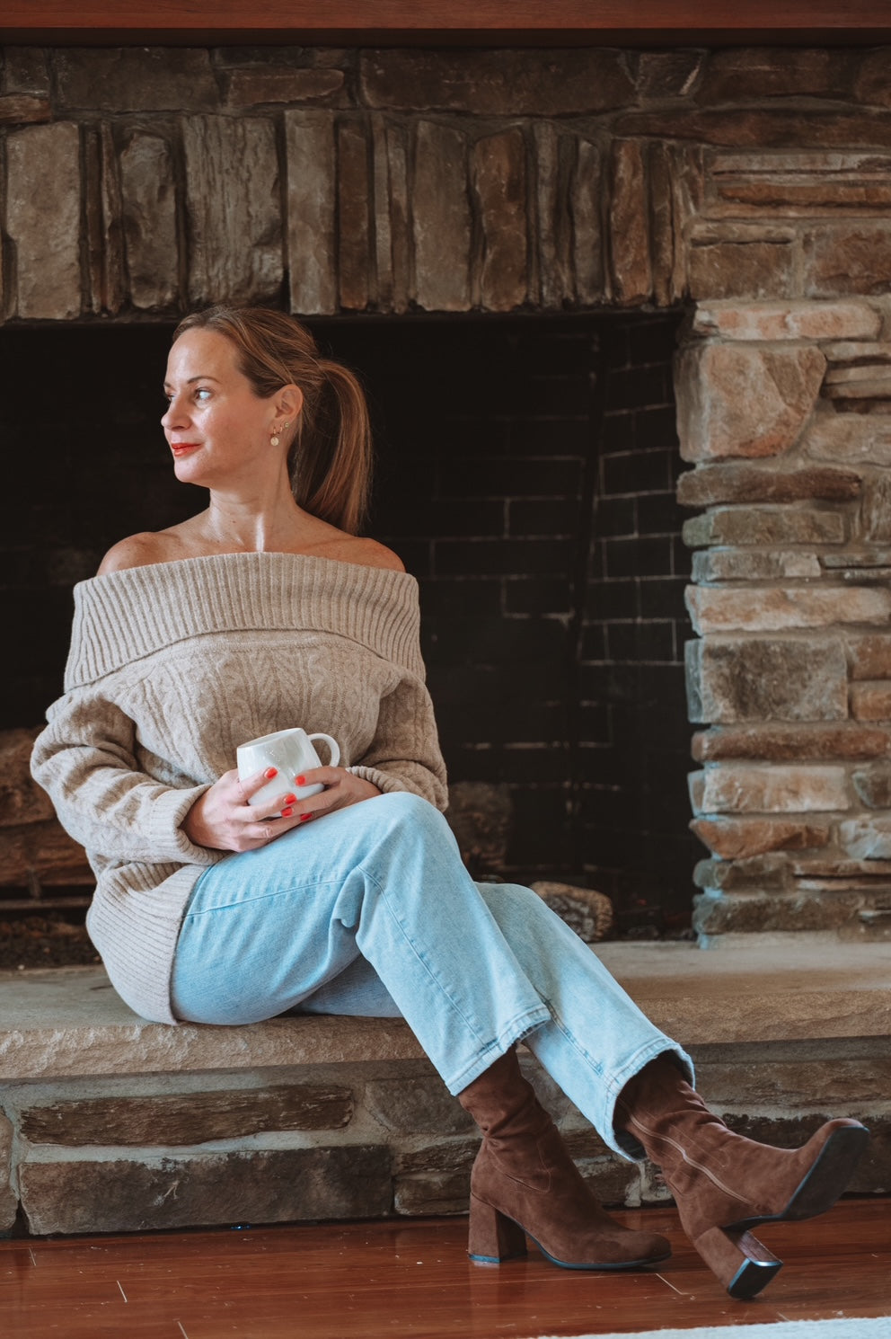 Le Lis Off The Shoulder Cable Knit Sweater