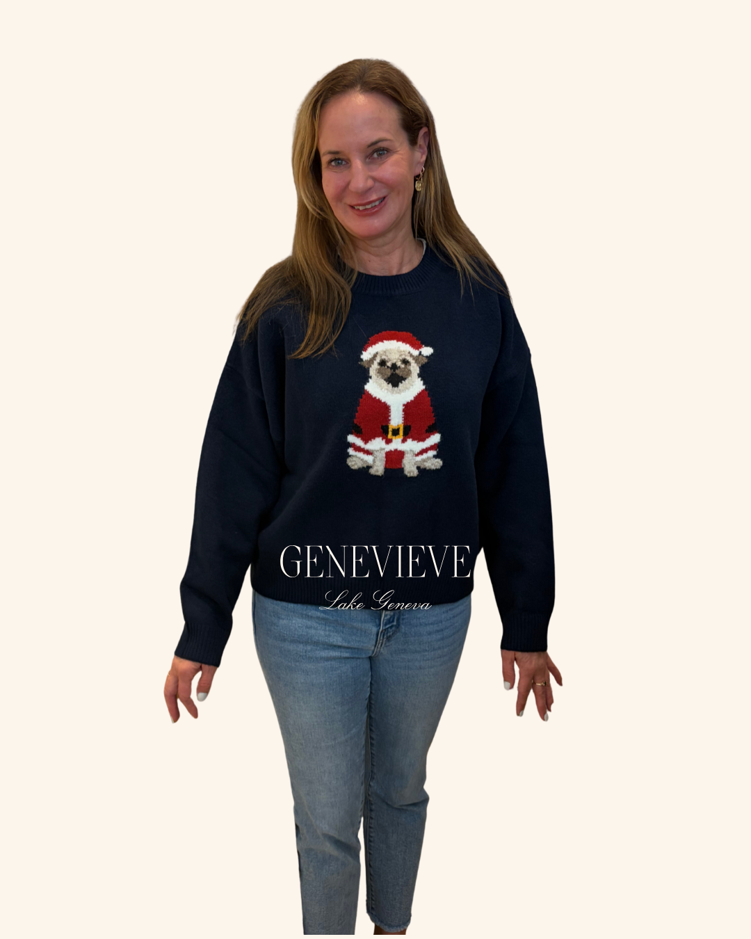 Le Lis Santa Bruce Pug Sweater