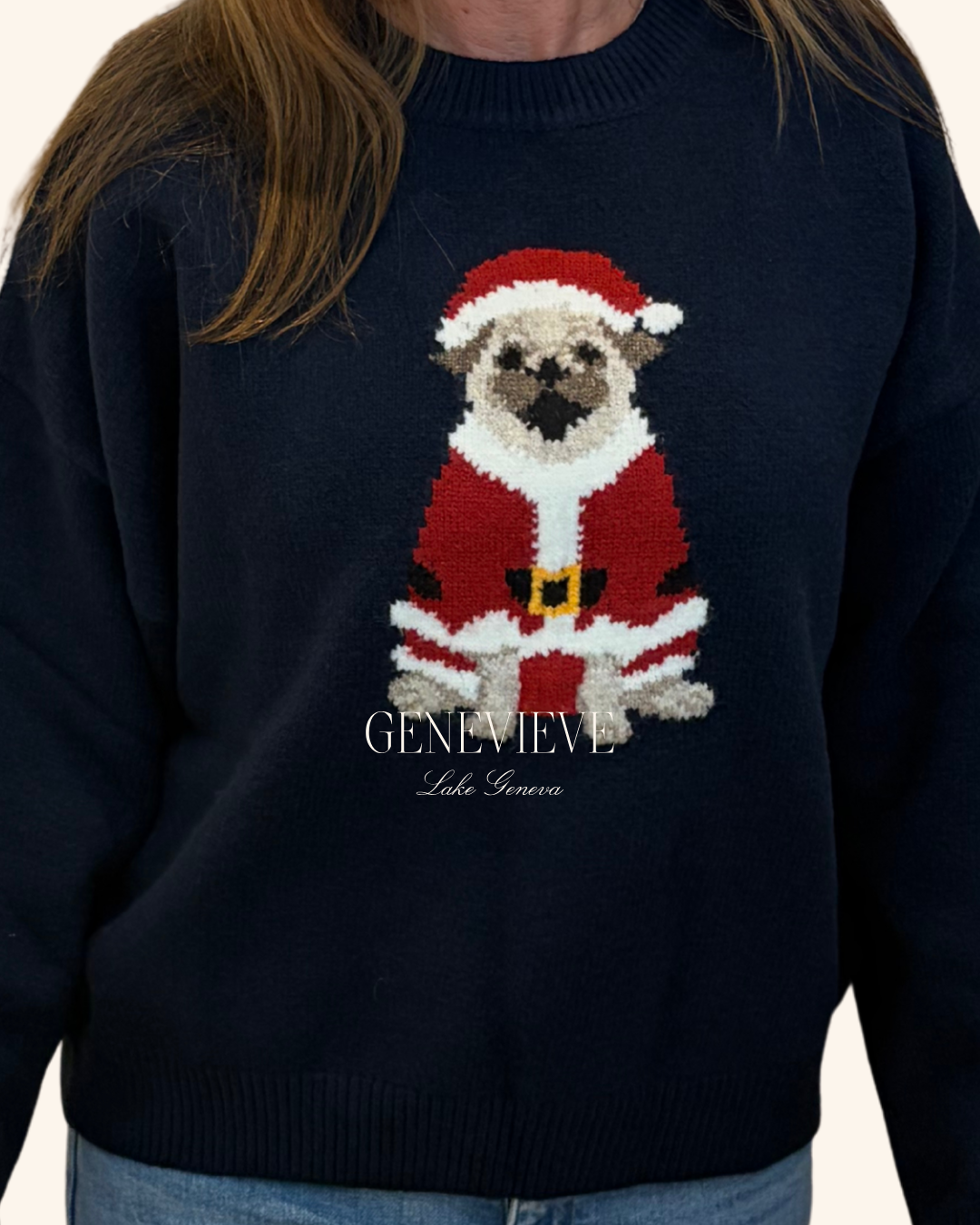 Le Lis Santa Bruce Pug Sweater