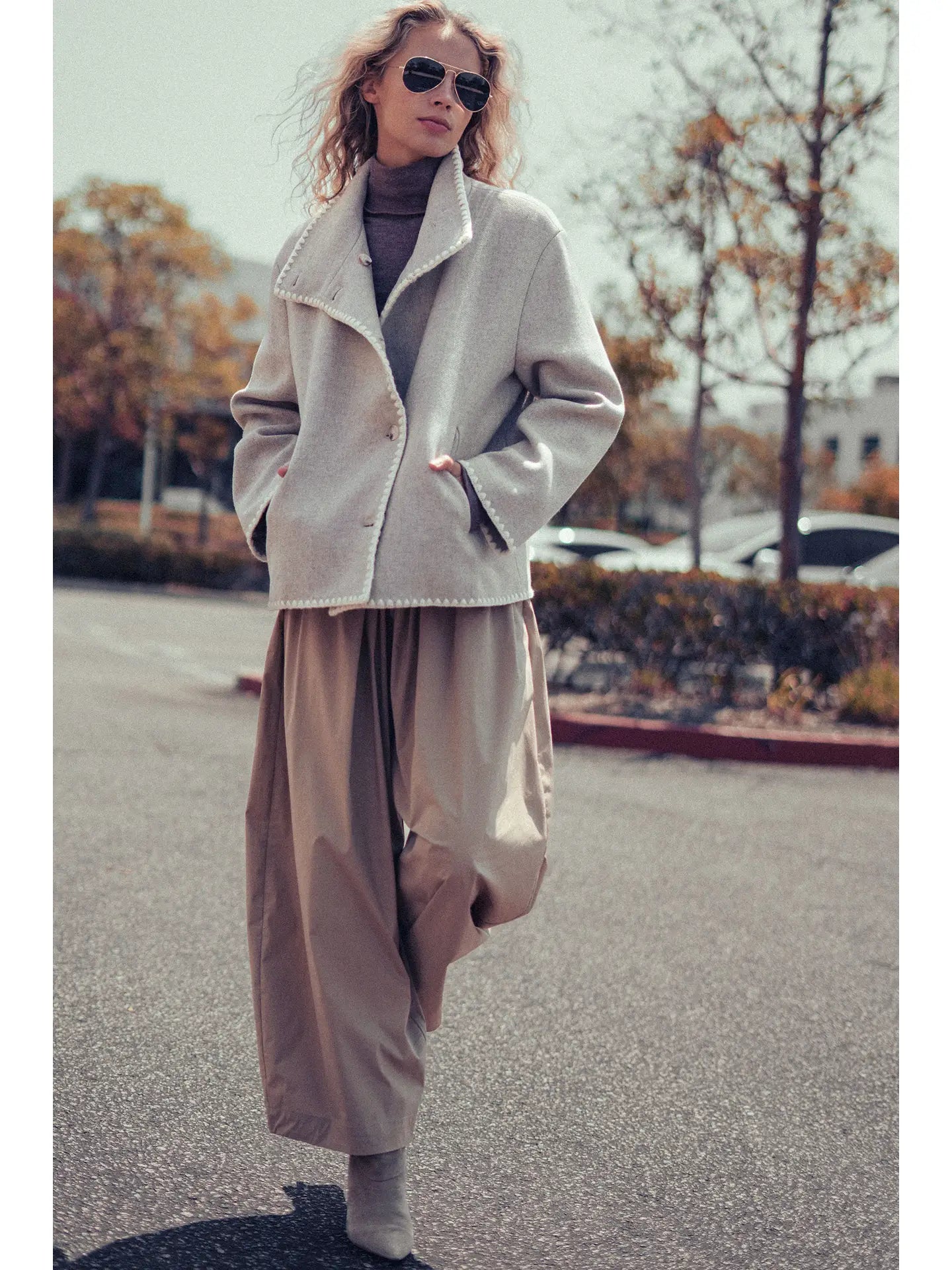 Urban Daizy Embroidered Trim Wool-Blend Jacket