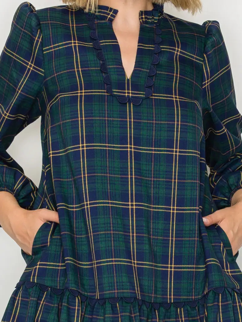 Love Wednesday Eloise Green Checker Mini Dress