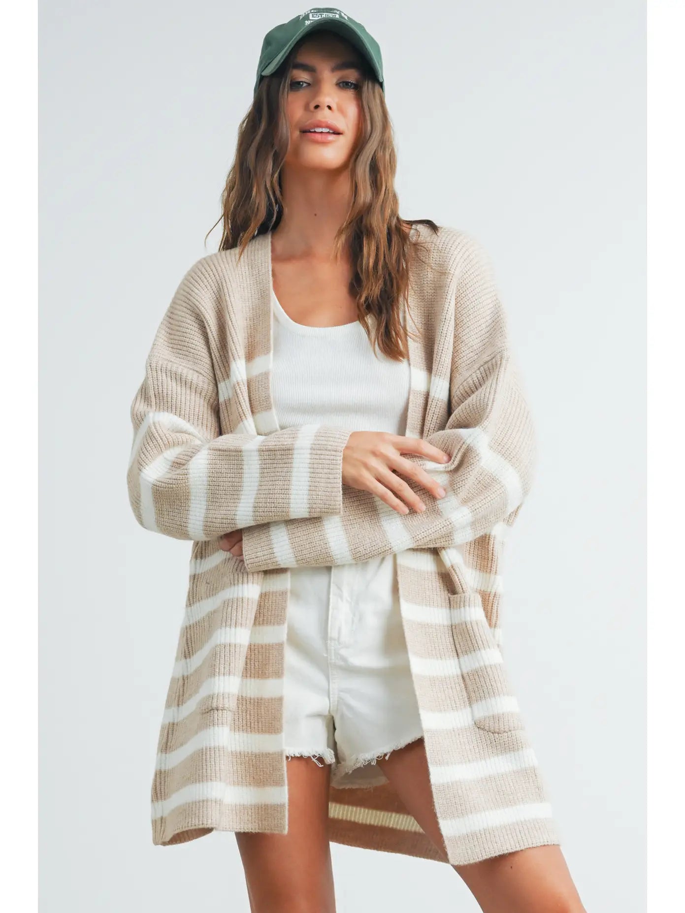 Buttermelon Knitted Stripe Maxi Cardigan