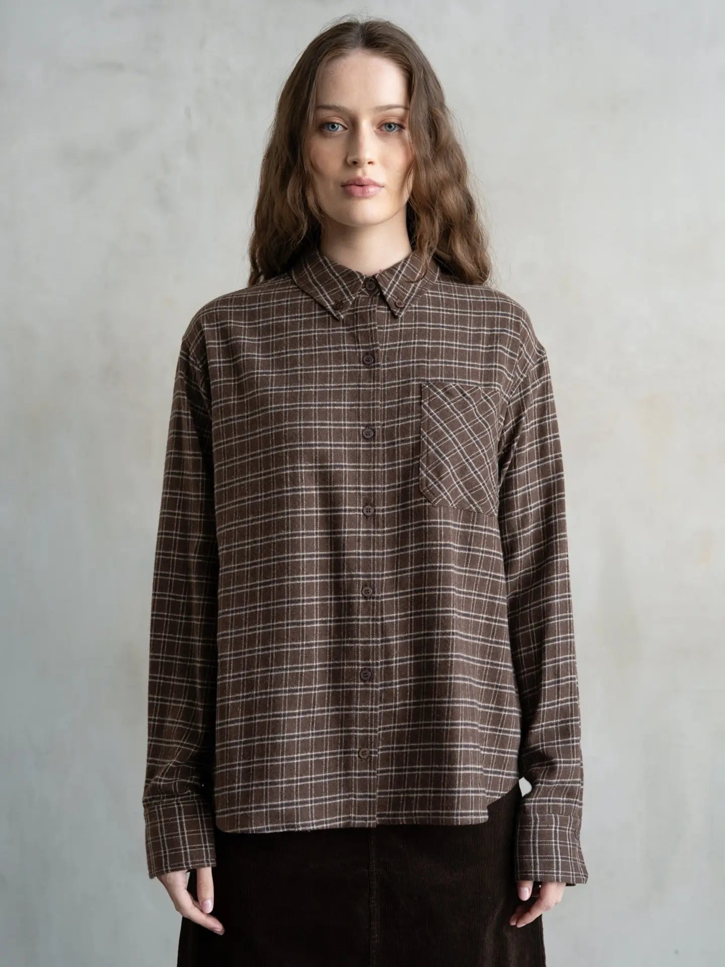 Elle Grey Windowpane Pocket Shirt