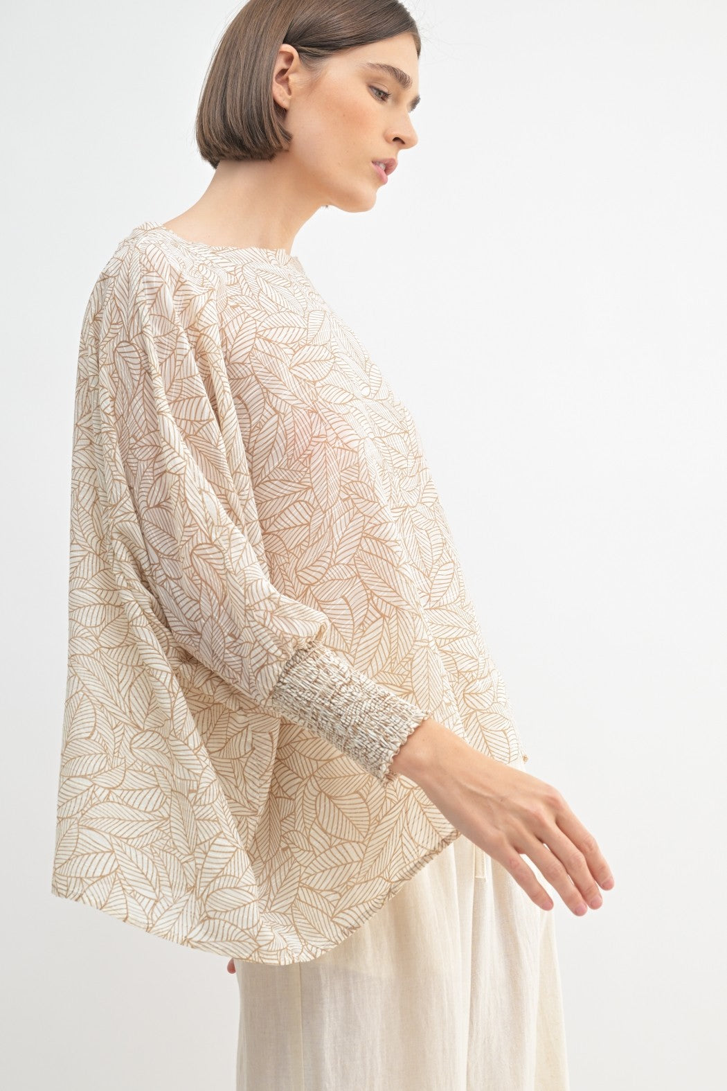 Fun2Fun Leaf Print Oversized Top