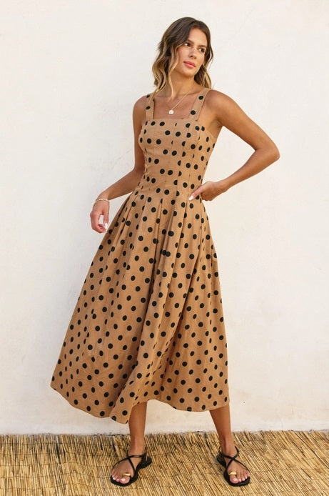 Dress Forum Polka Dot Seam Detail Maxi Dress