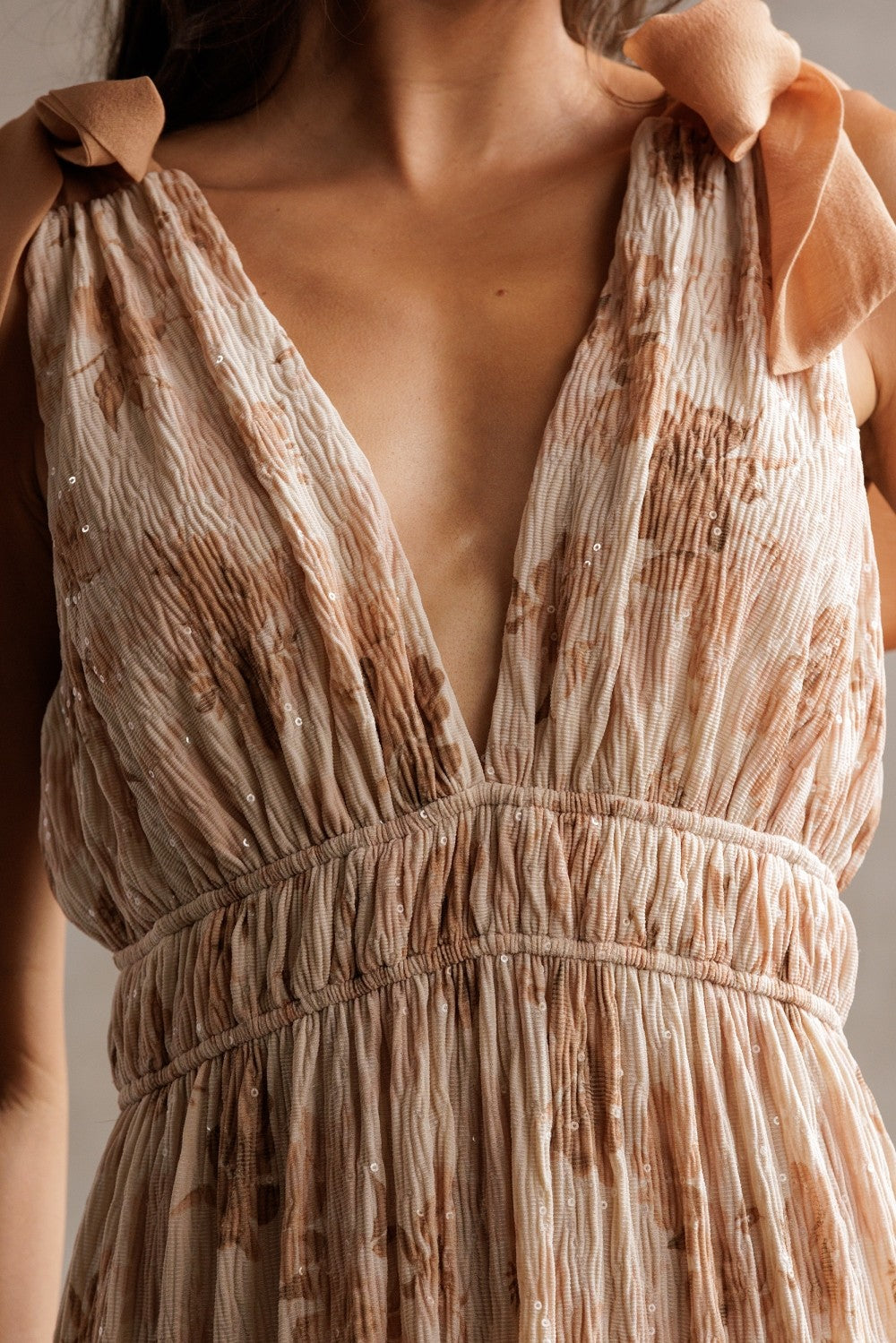 Storia Floral Mini Sequins Maxi Dress