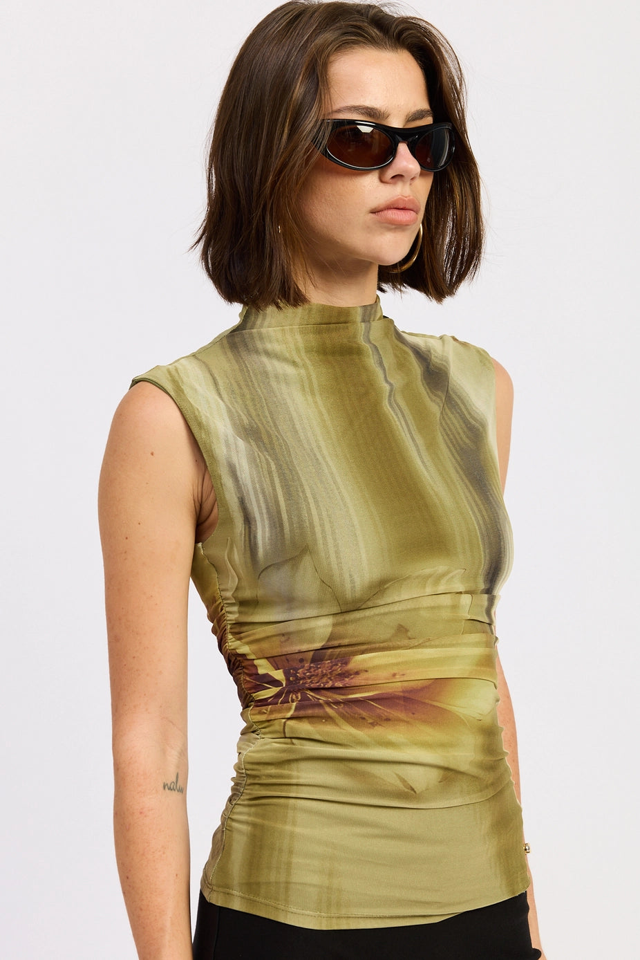 Emory Park Mock Neck Mesh Top