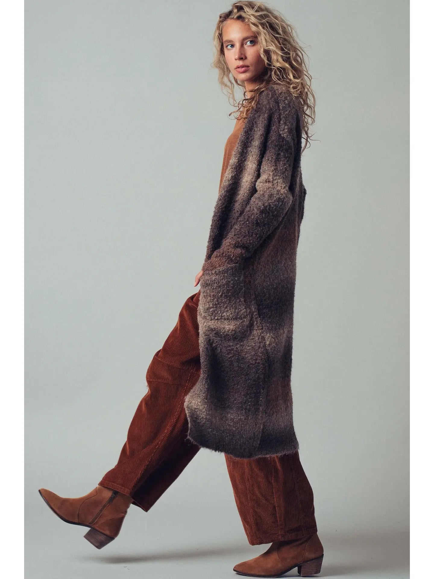Urban Daizy Brushed Ombre Knit Open Front Cardigan