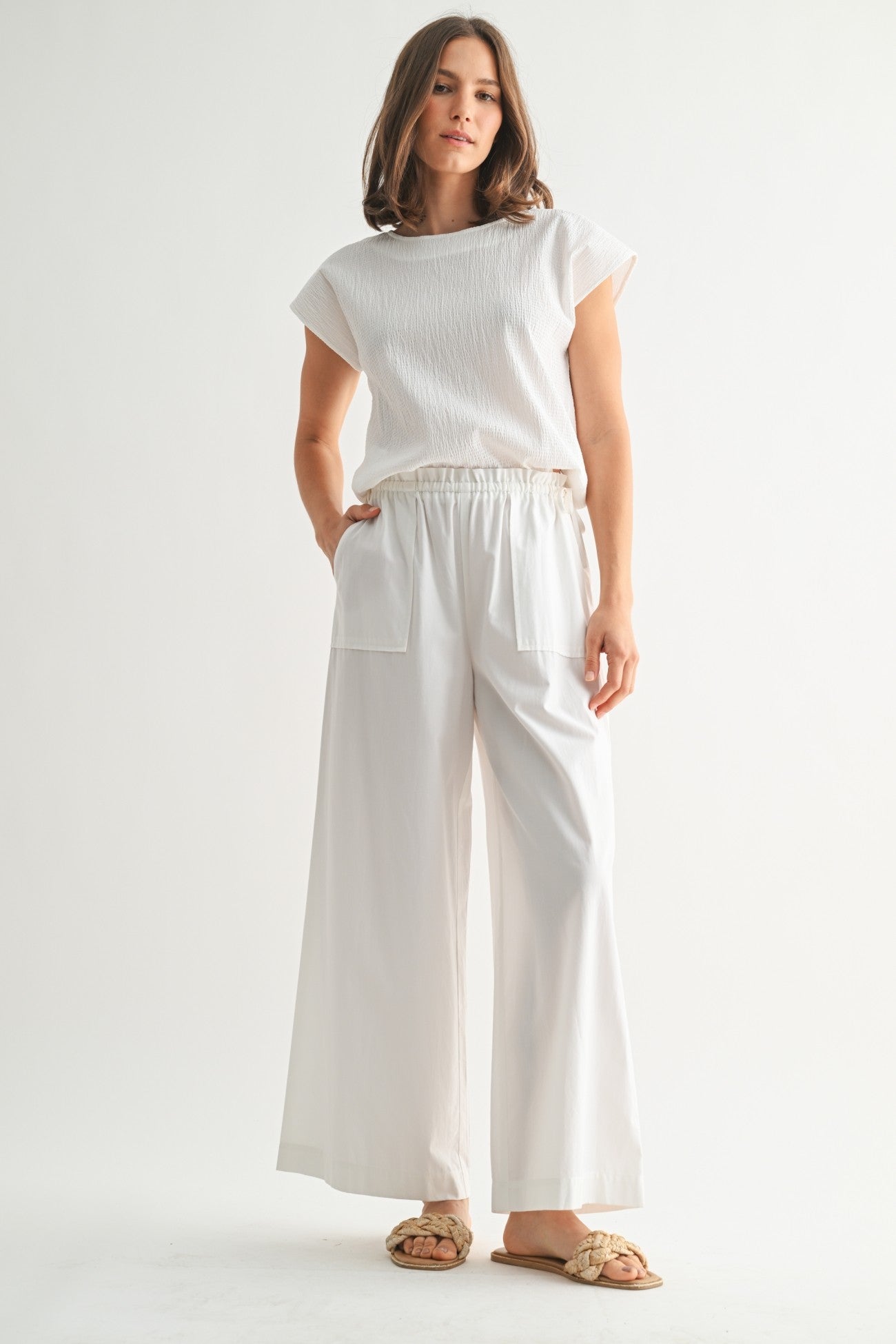 Fun2Fun Ruffle Waist Side Tie Detail Pants