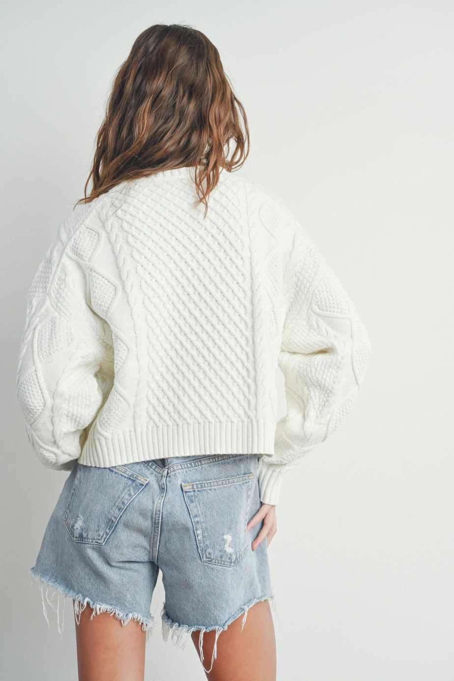 Buttermelon Solid Cable Knit Sweater