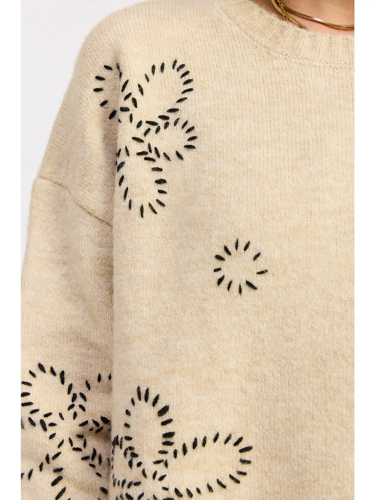 Emory Park Floral Whipstitch Sweater