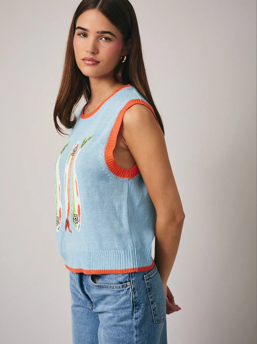 Sunday Edition Round Neck 'fish' Graphic Sweater Vest