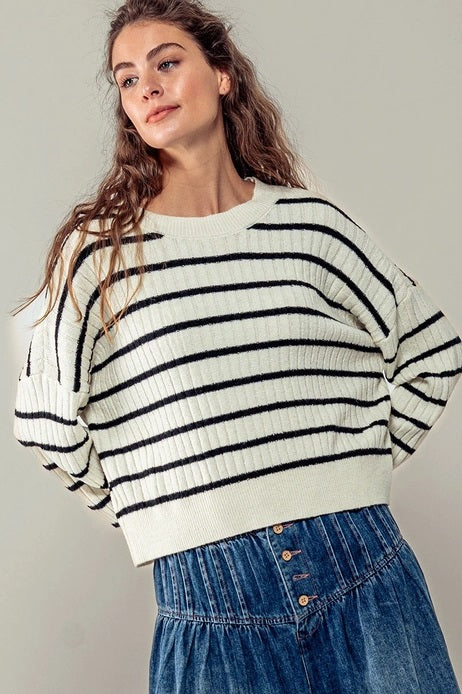 Urban Daizy Essential Striped Ribbed Knit Sweater