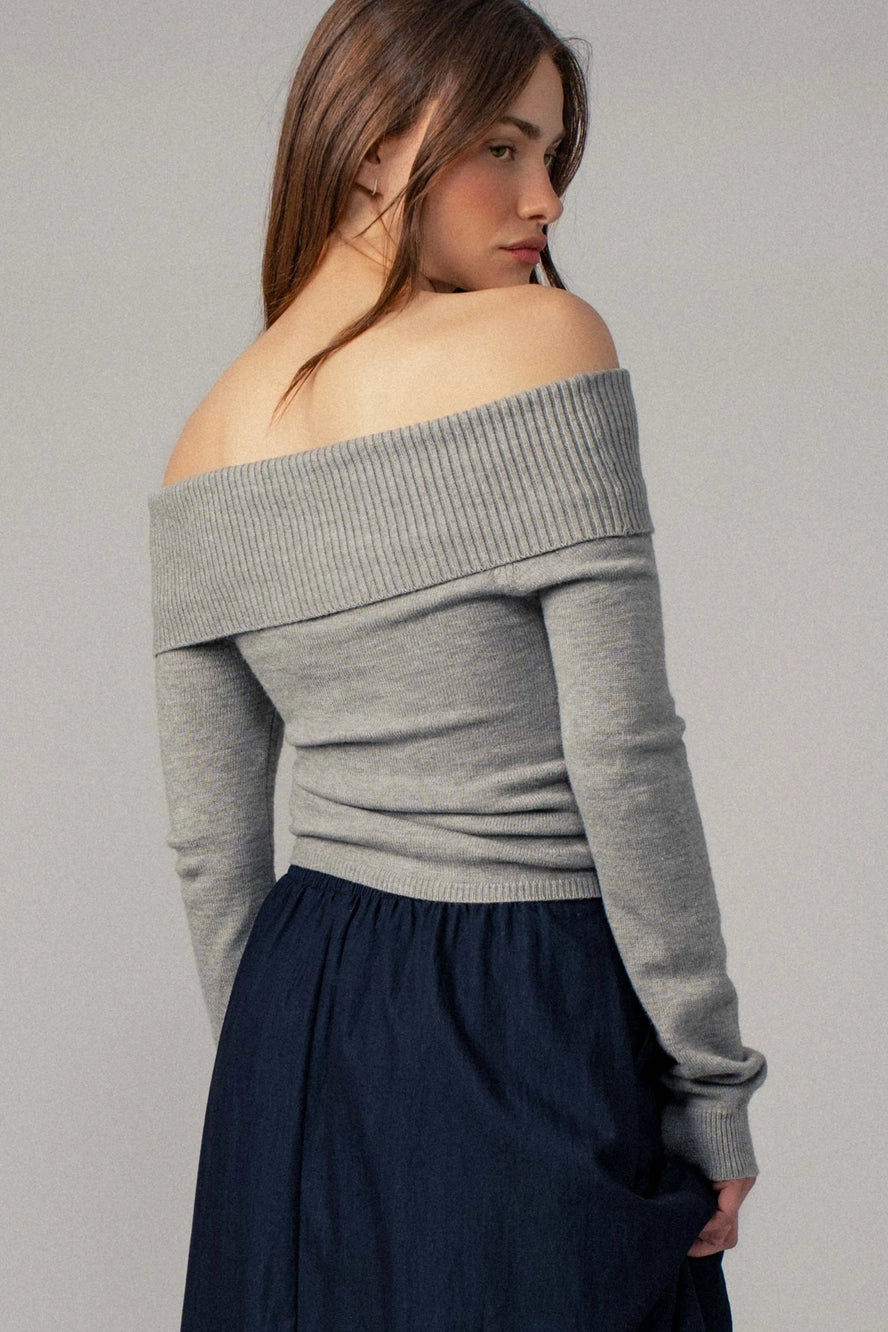 Urban Daizy Ribbed Off-Shoulder Sweater (Various Colors)